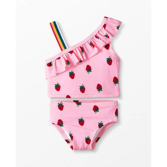 NWT Hanna Andersson strawberry one shoulder ruffle swimsuit Size 18-24 months